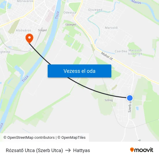 Rózsatő Utca (Szerb Utca) to Hattyas map