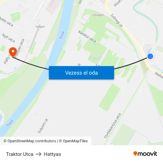 Traktor Utca to Hattyas map