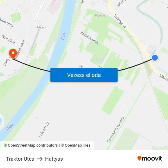 Traktor Utca to Hattyas map