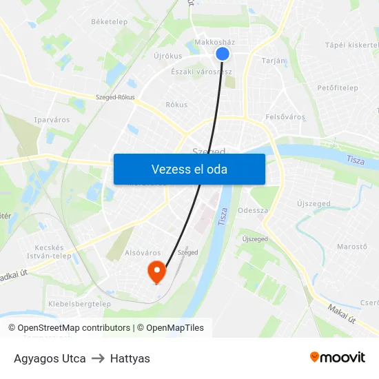 Agyagos Utca to Hattyas map