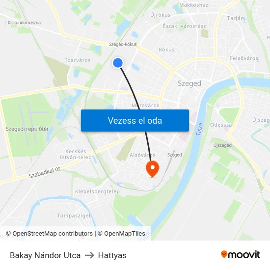 Bakay Nándor Utca to Hattyas map