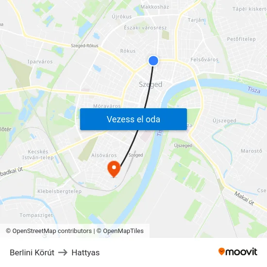 Berlini Körút to Hattyas map