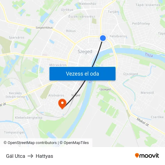 Gál Utca to Hattyas map