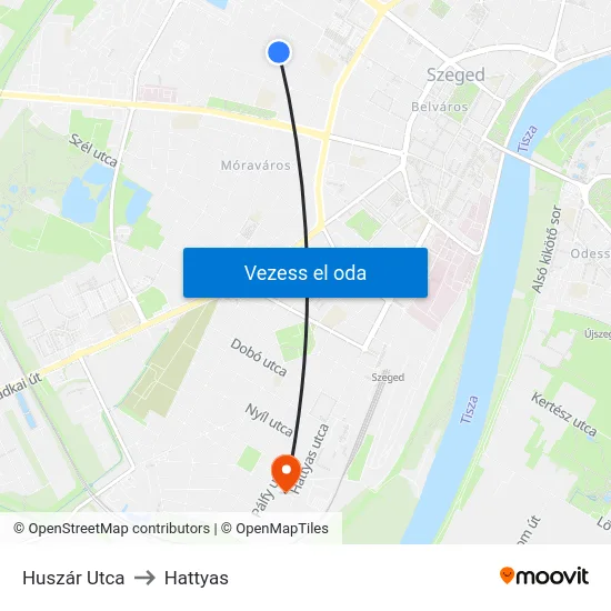 Huszár Utca to Hattyas map