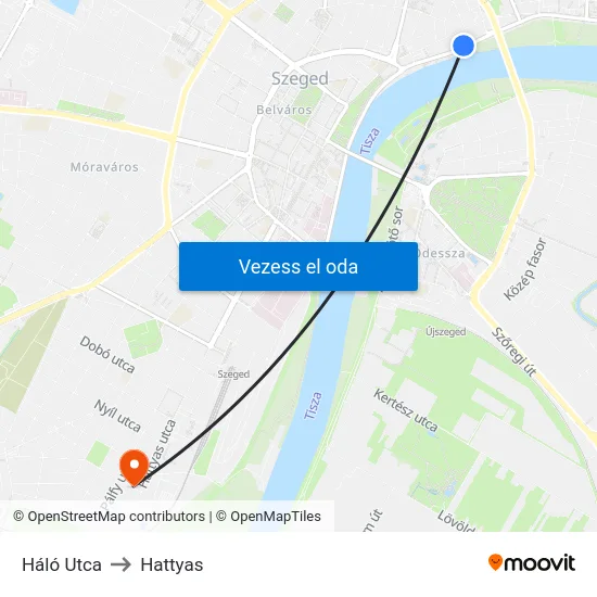 Háló Utca to Hattyas map