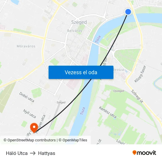Háló Utca to Hattyas map
