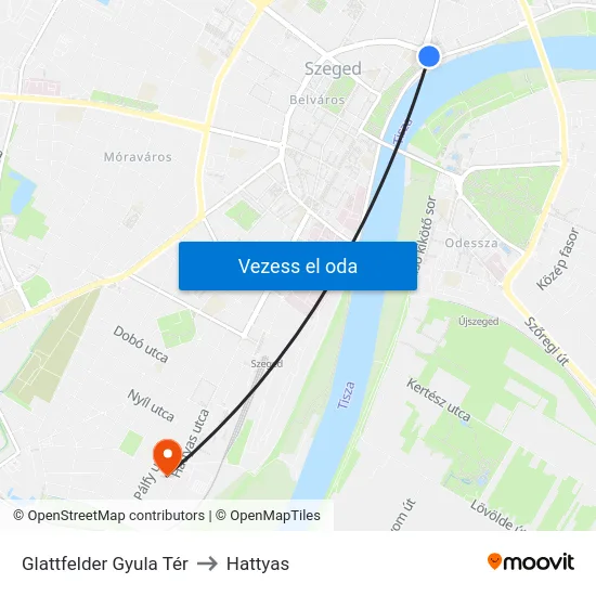 Glattfelder Gyula Tér to Hattyas map