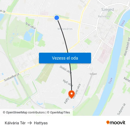 Kálvária Tér to Hattyas map