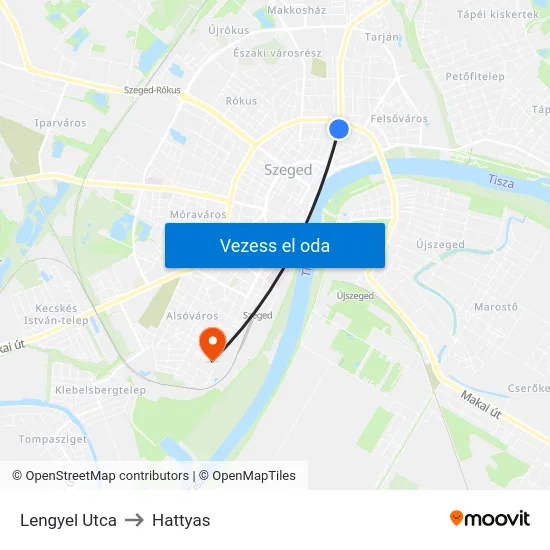 Lengyel Utca to Hattyas map