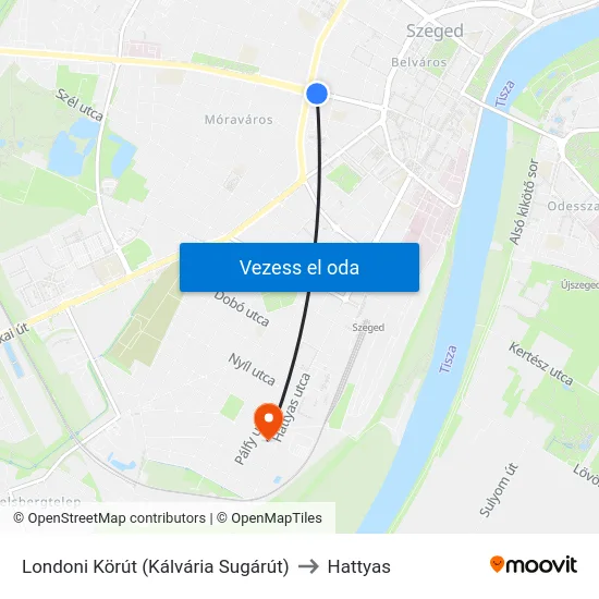 Londoni Körút (Kálvária Sugárút) to Hattyas map