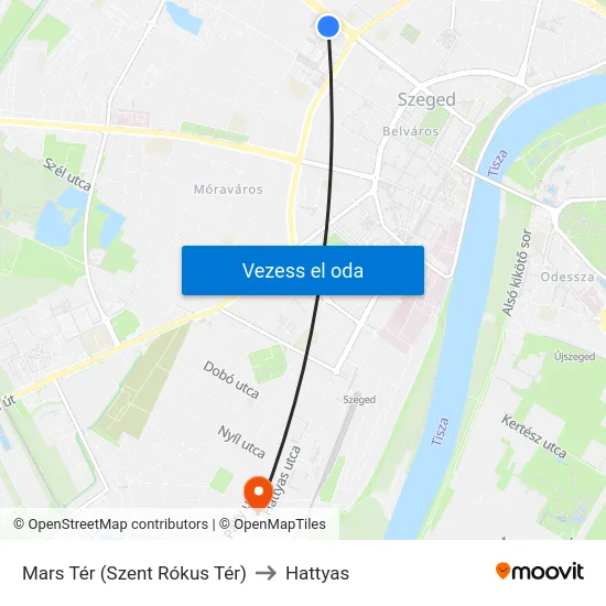 Mars Tér (Szent Rókus Tér) to Hattyas map