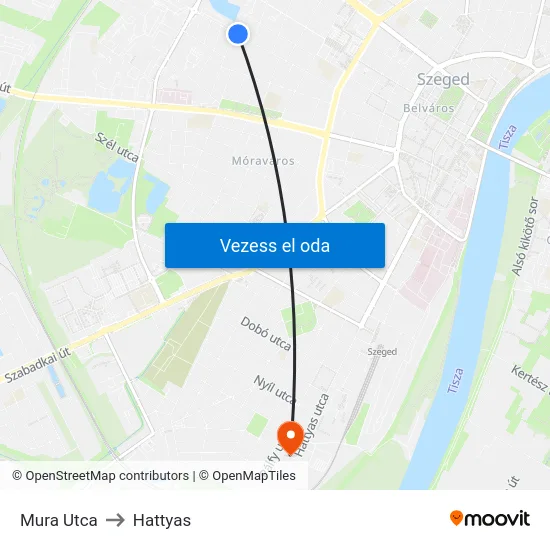 Mura Utca to Hattyas map
