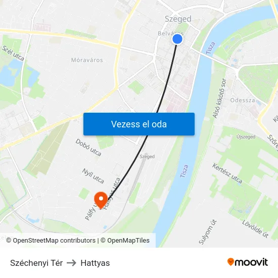 Széchenyi Tér to Hattyas map