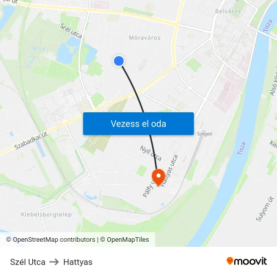 Szél Utca to Hattyas map