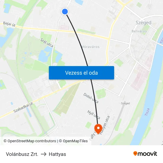 Volánbusz Zrt. to Hattyas map