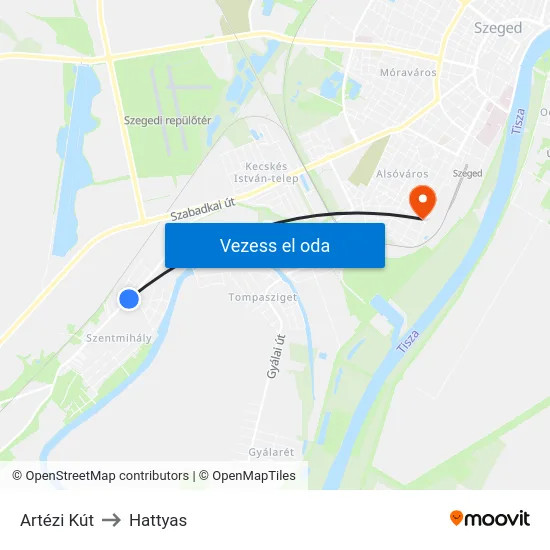 Artézi Kút to Hattyas map