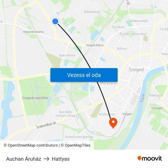 Auchan Áruház to Hattyas map
