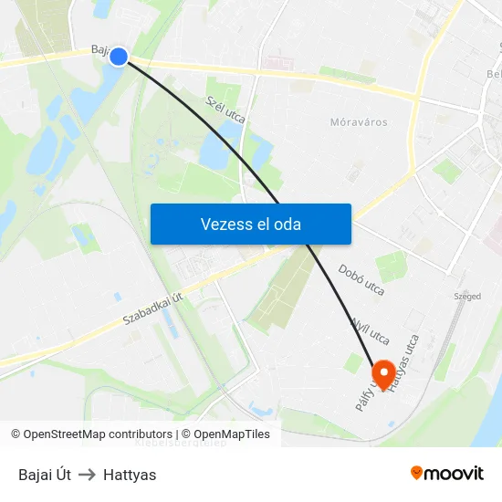 Bajai Út to Hattyas map