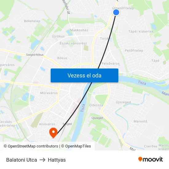 Balatoni Utca to Hattyas map