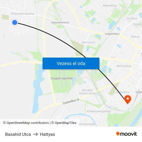 Basahíd Utca to Hattyas map