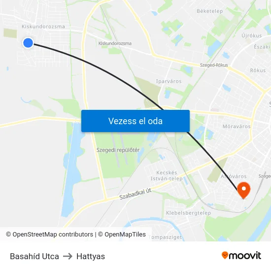 Basahíd Utca to Hattyas map