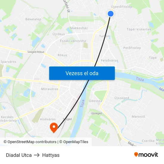 Diadal Utca to Hattyas map