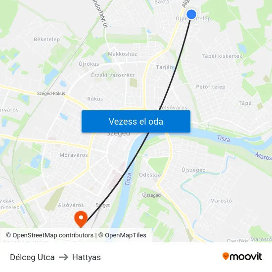 Délceg Utca to Hattyas map