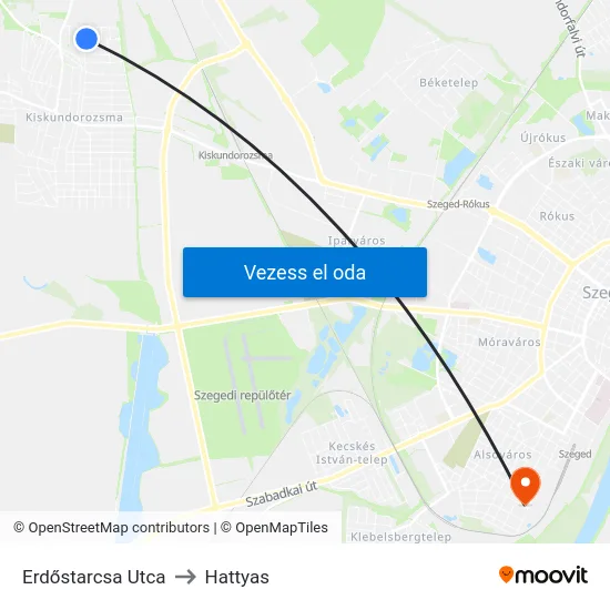 Erdőstarcsa Utca to Hattyas map