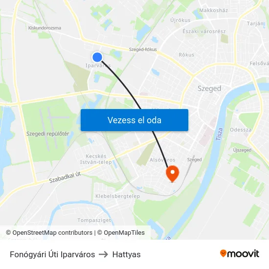 Fonógyári Úti Iparváros to Hattyas map