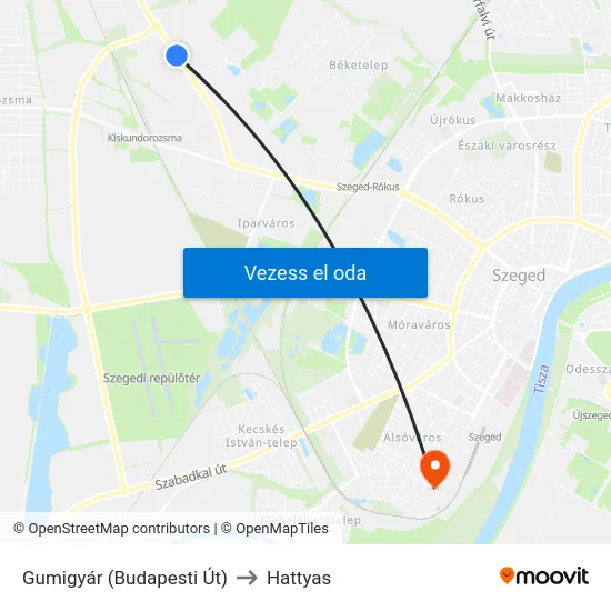 Gumigyár (Budapesti Út) to Hattyas map
