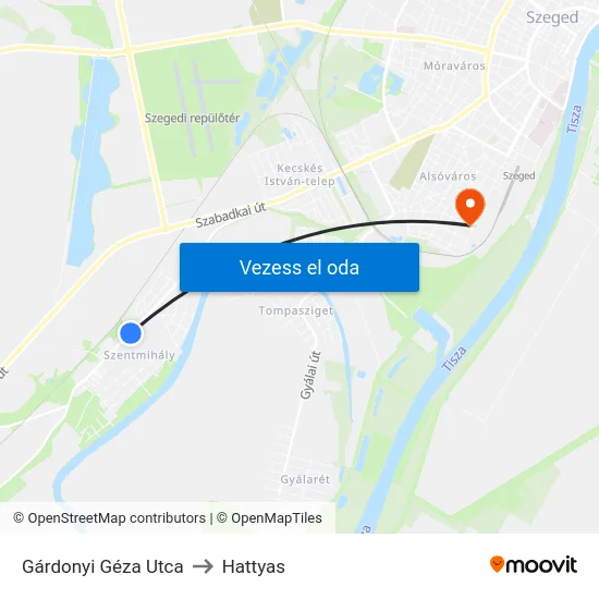 Gárdonyi Géza Utca to Hattyas map