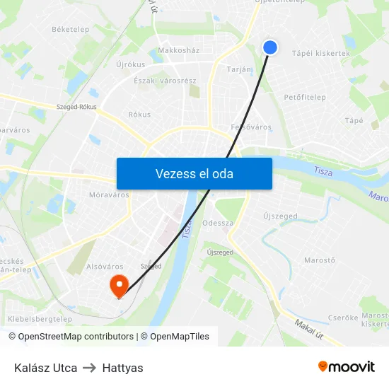 Kalász Utca to Hattyas map