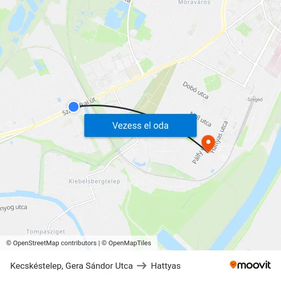 Kecskéstelep, Gera Sándor Utca to Hattyas map