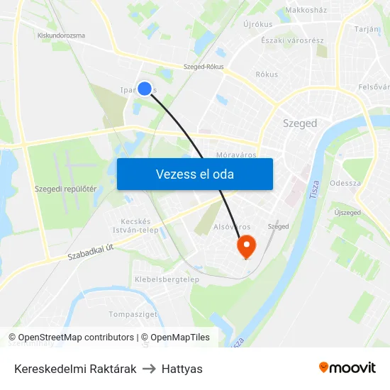 Kereskedelmi Raktárak to Hattyas map