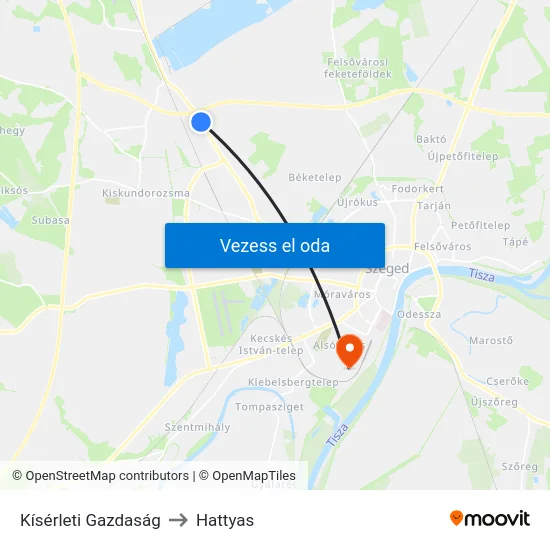 Kísérleti Gazdaság to Hattyas map