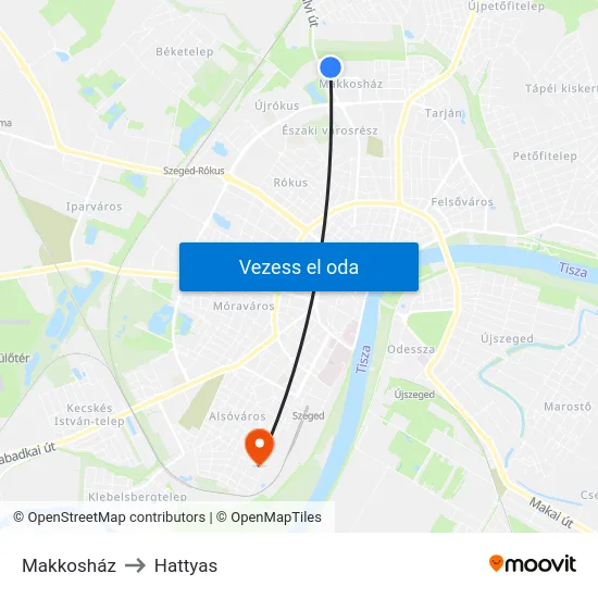 Makkosház to Hattyas map