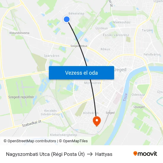 Nagyszombati Utca (Régi Posta Út) to Hattyas map