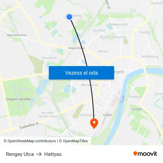 Rengey Utca to Hattyas map