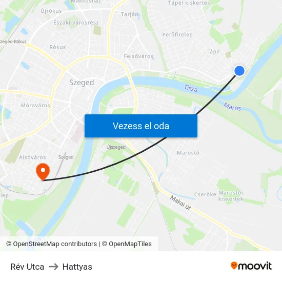 Rév Utca to Hattyas map