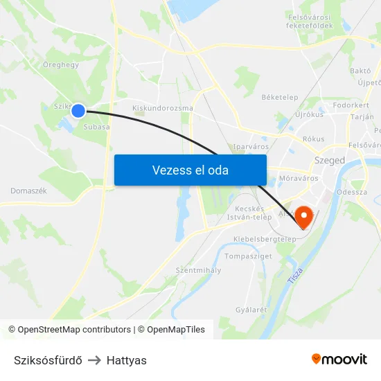 Sziksósfürdő to Hattyas map