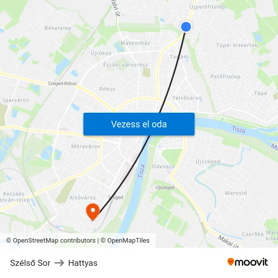 Szélső Sor to Hattyas map