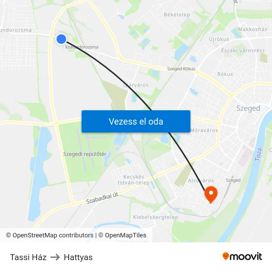 Tassi Ház to Hattyas map