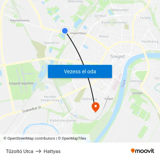 Tűzoltó Utca to Hattyas map