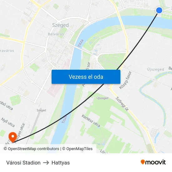 Városi Stadion to Hattyas map