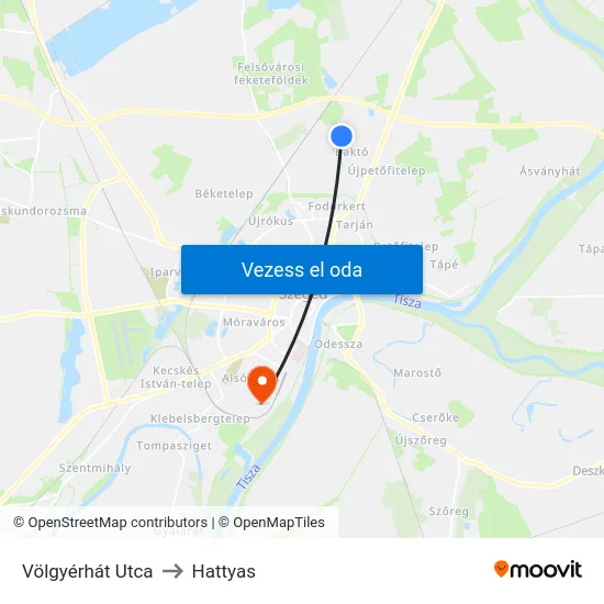 Völgyérhát Utca to Hattyas map