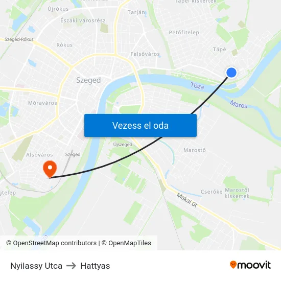 Nyilassy Utca to Hattyas map