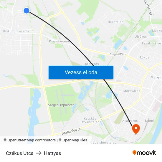 Czékus Utca to Hattyas map
