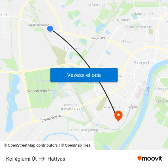 Kollégiumi Út to Hattyas map