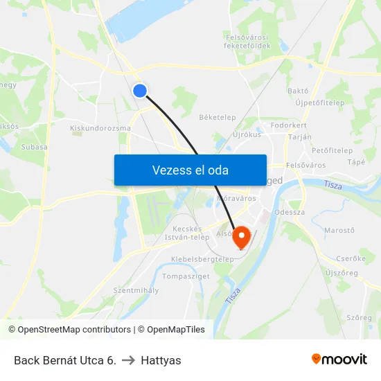 Back Bernát Utca 6. to Hattyas map