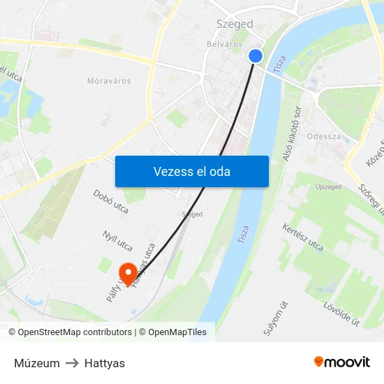 Múzeum to Hattyas map